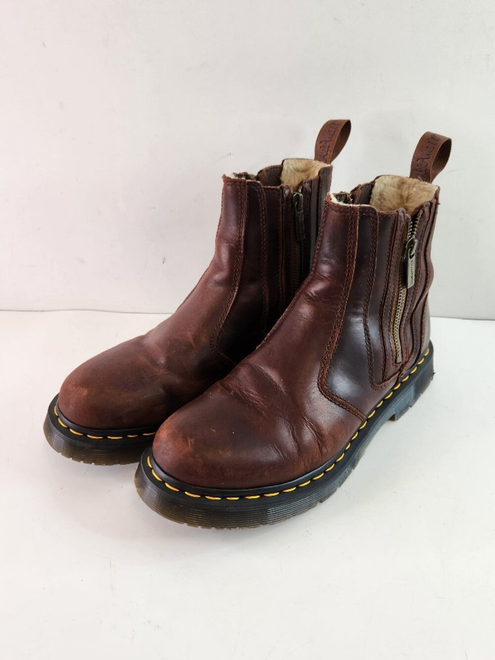 Doc Martens Slip 2976 Alyson Brown Ankle Zip Women’s Size 9 Leather Boots Dr